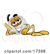 Poster, Art Print Of Golf Ball Mascot Cartoon Character Reclining And Resting His Head On His Hand