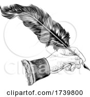 Poster, Art Print Of Quill Feather Ink Pen Hand Vintage Woodcut Print