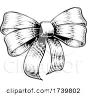 Bow Gift Ribbon Vintage Woodcut Engraving Style