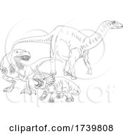 Poster, Art Print Of Dinosaurs In Outline