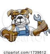 Poster, Art Print Of Bulldog Plumber Or Mechanic Holding Spanner