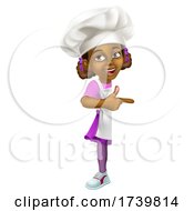 Black Girl Cartoon Child Chef Kid Sign Pointing