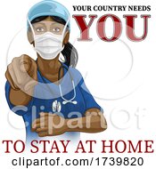 Poster, Art Print Of Doctor Nurse Woman Needs You Stay At Home Pointing
