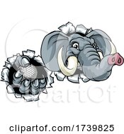 Poster, Art Print Of Elephant Golf Ball Sports Animal Mascot