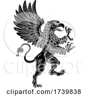 Poster, Art Print Of Griffin Rampant Griffon Coat Of Arms Crest Mascot