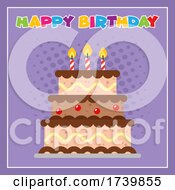 Poster, Art Print Of Happy Birthday Text Over Cake On Purple