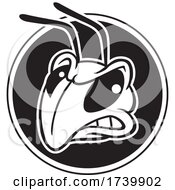 Poster, Art Print Of Hornet Or Yellow Jacket Mascot Head Black And White