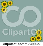 Poster, Art Print Of Trendy Green Background With Sunflowers Frame