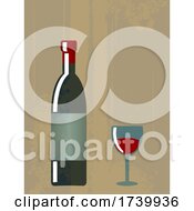 Poster, Art Print Of Vintage Poster Of Vino Bottle And Glass With Grunge