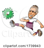 Poster, Art Print Of Qatar Soccer Player Kicking A Covid Virus