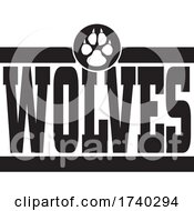 Poster, Art Print Of Black And White Paw Print Wolves Sports Design