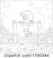Boy Playing On The Monkey Bars In A Park