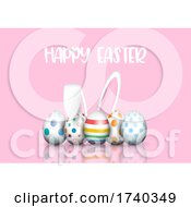 Poster, Art Print Of Cute Easter Background With Bunny Ears