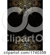 Poster, Art Print Of Elegant Gold And Black Background With Decorative Mandala Design