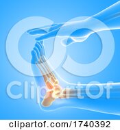 Poster, Art Print Of 3d Male Medical Figure With Close Up Of Foot With Ankle Bones Highlighted