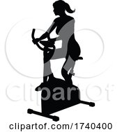 Poster, Art Print Of Gym Woman Silhouette Stationary Exercise Spin Bike