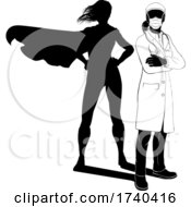 Poster, Art Print Of Doctor Woman Ppe Mask Silhouette Super Hero Shadow