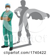 Poster, Art Print Of Superhero Nurse Doctor With Super Hero Shadow