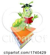 Poster, Art Print Of Book Worm Caterpillar Reading Cartoon