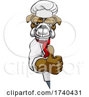 Poster, Art Print Of Bulldog Chef Mascot Thumbs Up Sign Cartoon