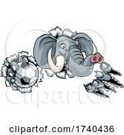 Poster, Art Print Of Elephant Soccer Football Ball Sports Animal Mascot