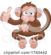 Poster, Art Print Of Monkey Cartoon Animal Thumbs Up And Pointing