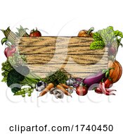 Poster, Art Print Of Vegetable Fresh Garden Produce Border Woodcut Sign