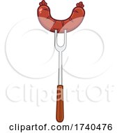Cartoon Sausage On A BBQ Fork by Hit Toon