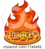 Poster, Art Print Of Pizza Pie With Flames