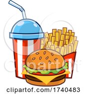 Poster, Art Print Of Slushy Or Soda With Fries And A Cheese Burger
