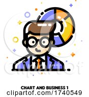 Poster, Art Print Of Icon Of Businessman On A Background Of Chart For Income And Revenue Increase Concept