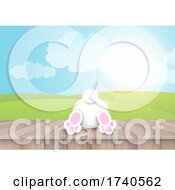 Poster, Art Print Of Easter Background With Cute Bunny On Wooden Table