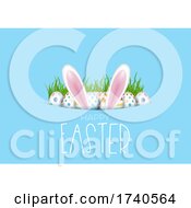 Poster, Art Print Of Easter Background With Eggs And Bunny Ears