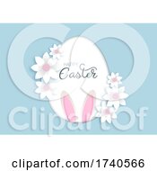 Poster, Art Print Of Easter Background With Flowers And Bunny Ears