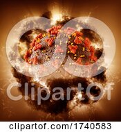Poster, Art Print Of 3d Abstract Medical Background With Covid 19 Virus Cell With Storm Effect
