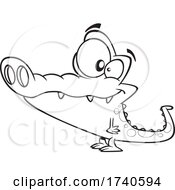 Cartoon Black And White Cute Baby Crocodile by toonaday