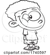 Poster, Art Print Of Cartoon Black And White Boy With His Hands In His Pockets