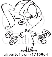 Cartoon Black And White Girl Working Out With Weights by toonaday