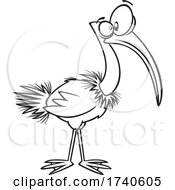 Cartoon Black And White Ibis Bird
