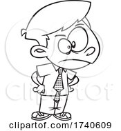 Cartoon Black And White Boy Being Bossy by toonaday
