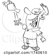 Poster, Art Print Of Cartoon Black And White Man Tossing A Mask