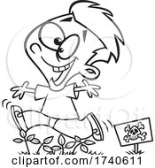 Poster, Art Print Of Cartoon Black And White Boy Running Through Poison Ivy