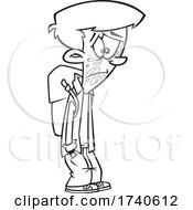 Poster, Art Print Of Cartoon Black And White Boy With Popped Bubble Gum On His Face