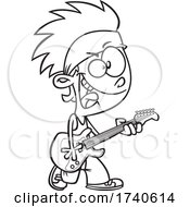 Cartoon Black And White Rock Star Boy by toonaday