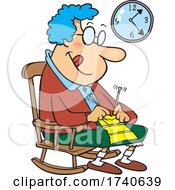 Cartoon Granny Knitting In A Rocking Chair