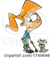 Cartoon Girl Cleaning Up Dog Poop