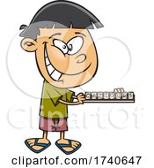 Cartoon Boy Playing Scrabble