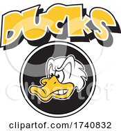 Poster, Art Print Of Duck School Or Sports Team Masoct Head With Text