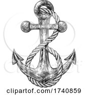 Poster, Art Print Of Anchor From Boat Or Ship Tattoo Drawing