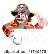 Poster, Art Print Of Pirate Captain Cartoon Over Sign Background